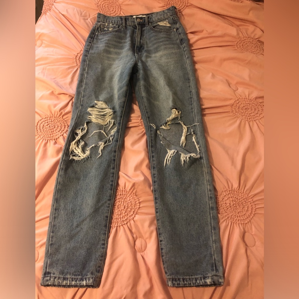 rsq 90’s ripped blue jeans